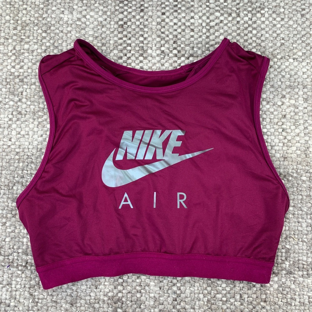 Nike Air 2-in-1 Sports Bra Tank Women Medium Maroon Dri-FIT Swoosh